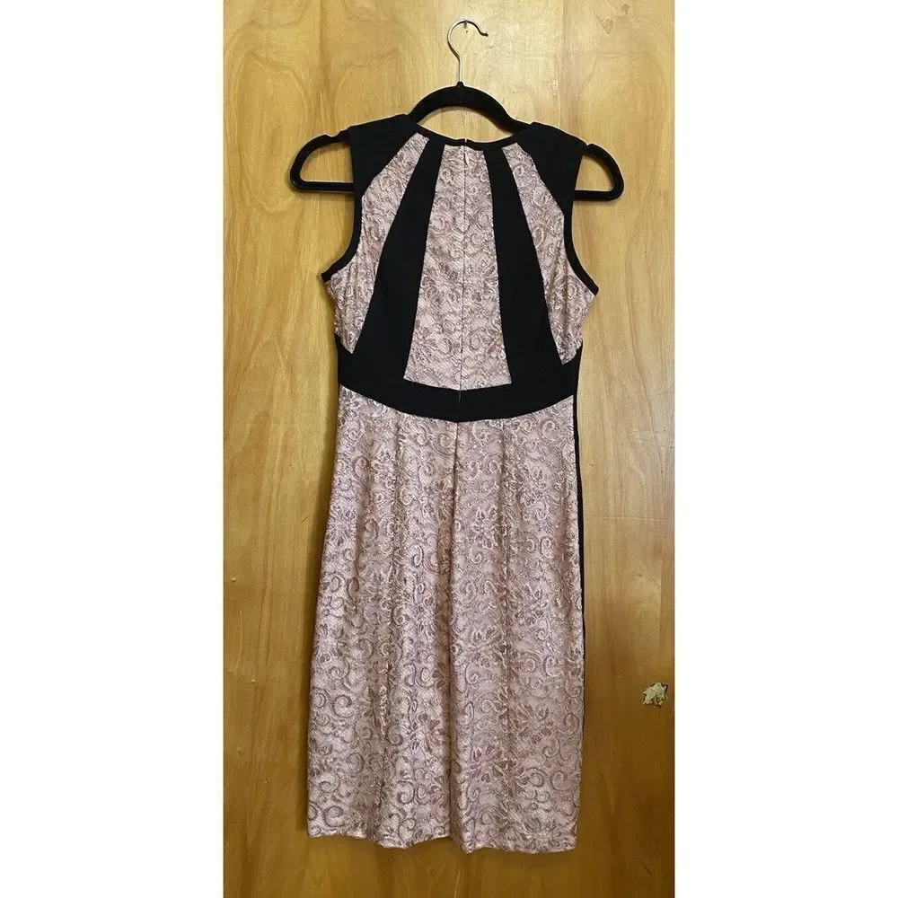 Ivanka Trump Dress Womens 2 Pink Black Sleeveless Metallic - Picture 5 of 9